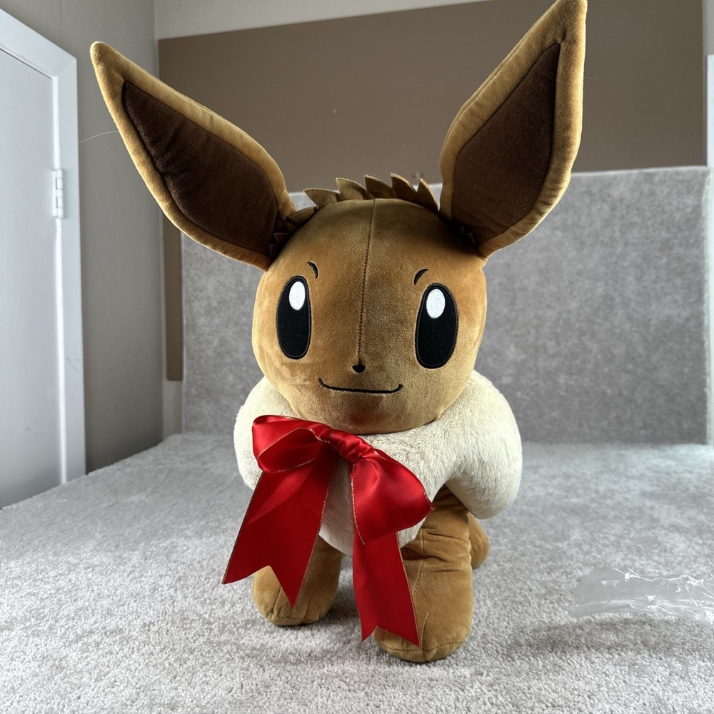 Pokemon Large Plush Eevee Red Bow Christmas Plush Stuffed Animal‎ 2021